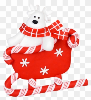 Christmas Snow Reindeer And Candy Cane Sleigh Clip - Christmas Day - Png Download