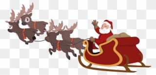 Santa And Sleigh Clipart - Santa Sleigh Transparent Background - Png Download