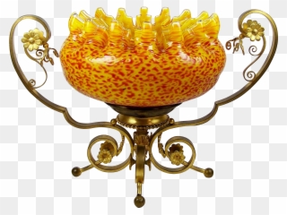 Brides Bowl With Gilt Brass Stand And Frit Glass Bowl - Bowl Clipart