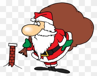 Father Clipart Worried - Santa Going Down Chimney Toy - Png Download