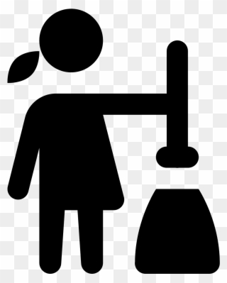 This Icon Is Of A Woman With A Broom Sweeping Dust/debris - Icon Clipart