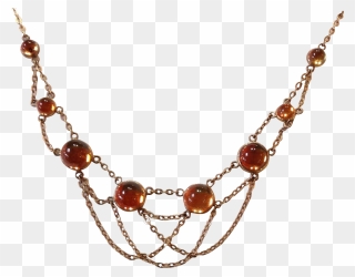 Antique Citrine Draped Chain Festoon Necklace 14k Clipart