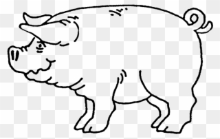 Zoom Pig Rubber Stamp - Line Art Clipart