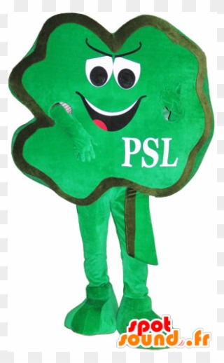 Mascot Trevo De Quatro Folhas Verdes, Brincalhão - Mascot Clipart