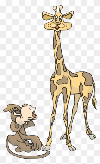 Giraffe Clipart Giraffe Reindeer Gold - Animated Monkey And Giraffe - Png Download