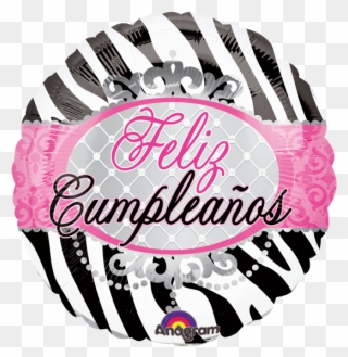 Globo Feliz Cumpleaños - 18" Birthday Zebra Print Balloon - Mylar Balloons Foil Clipart
