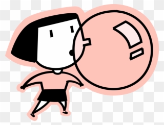 Vector Illustration Of Girl Blows Bubble With Bubblegum - Bubble Gum Clipart