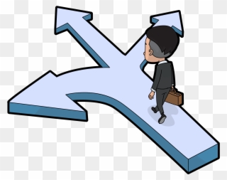 Clipart Walking Arrival Time - Crossroad Cartoon - Png Download