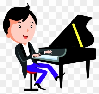 Cartoon Piano Child Playing Piano - Play The Piano Dibujo Clipart