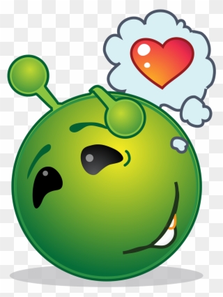 Green Alien - Dreamy Love - Green Smiley Love Clipart