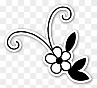 Cute Black And White Flower Sticker - Imagens De Flor Em Preto E Branco Clipart