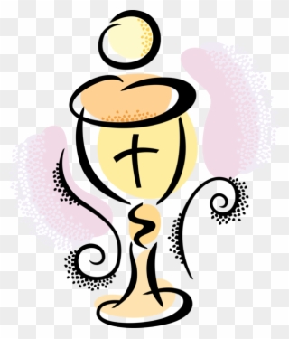 Vector Illustration Of Christian Religious Chalice - First Holy Communion Images Cartoon Clipart