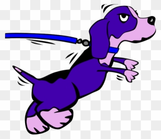 Purple Dog Clipart - Dog Straining On Leash - Png Download