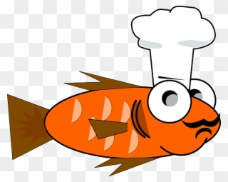 Goldfish Feeding - Fish Wearing Chef Hat Shower Curtain Clipart