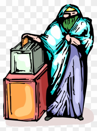 Vector Illustration Of Islamic Woman With Burqa Places Clipart