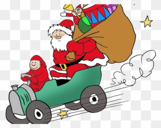 Drawn Santa Car - Santa In A Car Clip Art - Png Download