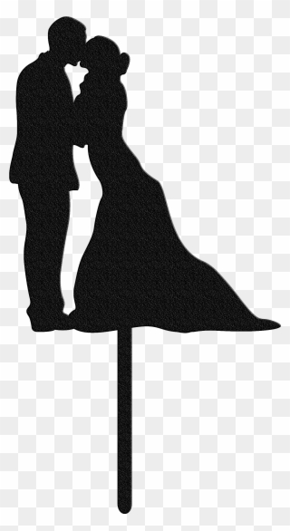 Bluewater Decor Wedding Couple Cake Topper Black - Wedding Cake Toppers Silhouette Clipart - Png Download