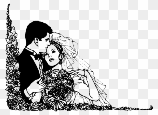 Bride And Groom Silhouettes - Illustration Clipart