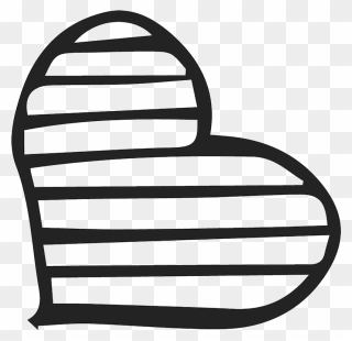 Handdrawn Striped Heart Stamp - Black And White Striped Heart Clipart