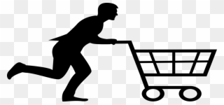 Errands And Shopping - Man With Shopping Cart Png Clipart