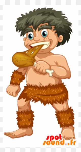 Man Mascot Cro-magnon, Caveman - Someone Eating Chicken And Rice Clipart