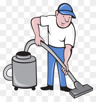 Clip Art Transparent Stock Male Cleaner Vacuuming Cleaning - Vacuum The Carpets - Png Download
