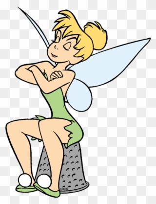Tinker Bell Sitting On A Thimble - Tinkerbell Coloring Pages Clipart