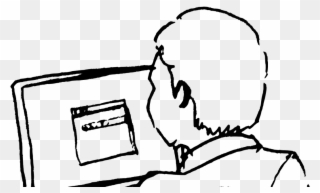 Person On Computer Drawing Clipart