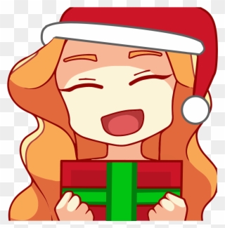 Happy Emote With A Red And Green Present And A Red - Emote Clipart