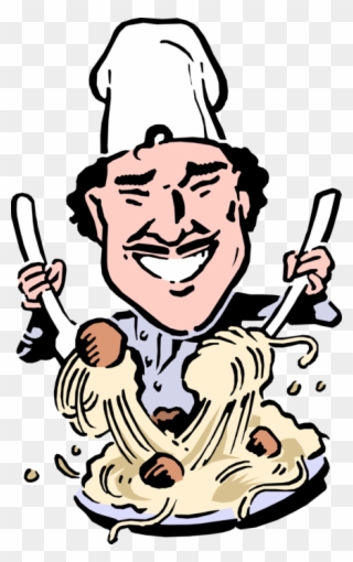 Vector Illustration Of Italian Chef Tosses Pasta Spaghetti - Cartoon Chef Clipart