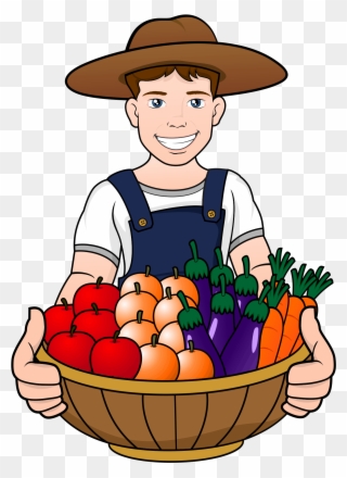 A Men Have Fruits And Vegetables In The Basket - Music Producer Clipart