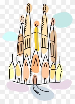 Vector Illustration Of La Sagrada Família Basilica - Barcelona Clipart