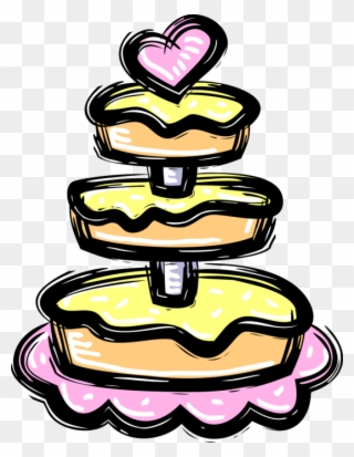 Vector Illustration Of Three-tiered Wedding Cake Traditional - Cake Clipart