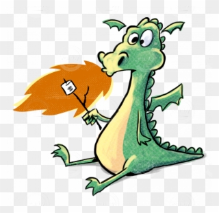 A Fun Dragon Seated Baking A Marshmallow With His Own - Dragon Roasting Marshmallows Clipart
