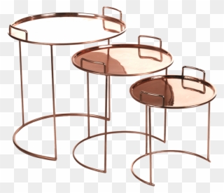 Pols Potten Copper Round Nesting Tables - Table Gigogne Ronde Miroir Clipart