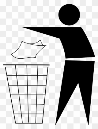 Garbage Clipart Black And White - Throw Trash In The Trash Can - Png Download
