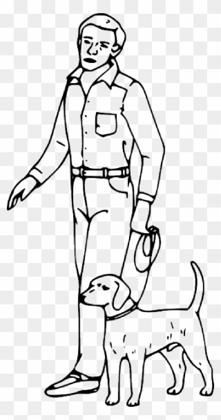 Person Coloring Page - Dog And Man Drawing Clipart