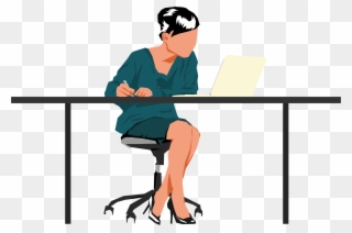 Big Image - Person Sitting At Desk Png Clipart