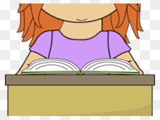 Student Sitting At Desk Clipart - Reading At Desk Clipart - Png Download