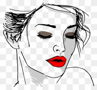 A Bold, Rich Lash Line Makes Our Eyes More Noticeable, - Woman Face Sketch Clipart