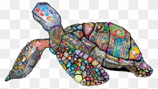 Sea Turtle Rendered As A Multi-colored Mosaic - Sea Turtle Vector Art Clipart
