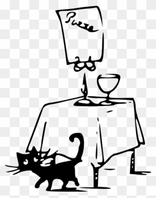 Cartoon Eating Pizza 24, Buy Clip Art - Cat Behind The Table - Png Download