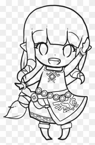 Download Free Printable Clipart And Coloring Pages - Zelda Chibi Coloring Page - Png Download