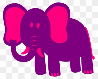 Pink Elephant Cute - Pink & Purple Cartoon Elephant Mugs Clipart