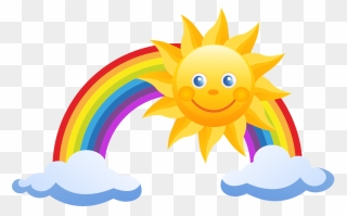 Screen, A Fairy Tale, The Sun, Sweetheart, Colorful - Sunshine And Rainbow Cartoon Clipart
