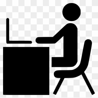 Advertisement Clipart Computer Worker - Person At Desk Icon Vector - Png Download