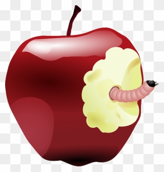 Apple With Worm Clip Art At Clipart Library - Bitten Apple - Png Download