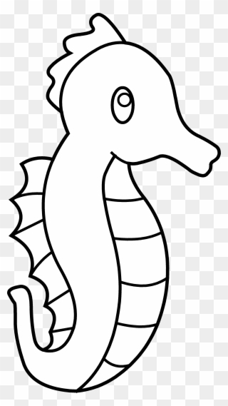 Cute Seahorse Line Art - Easy Drawing Of Sea Horse Clipart