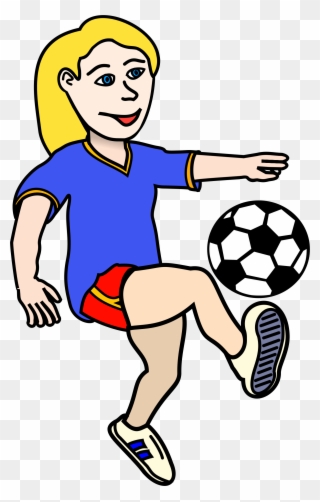 Big Image - Girl Playing Football Clipart - Png Download