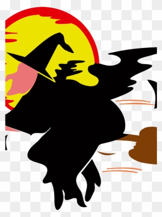 Witch Over Harvest Moon Clip Art - Halloween Witch - Png Download